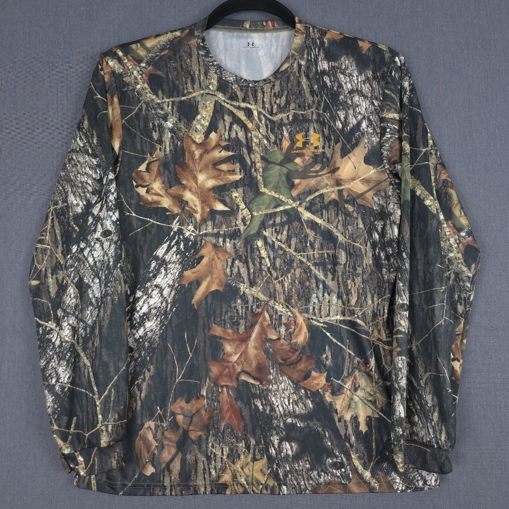 Under Armour Hunting Performance Shirt Mens Large Mossy Oak Break Up Long Sleeve